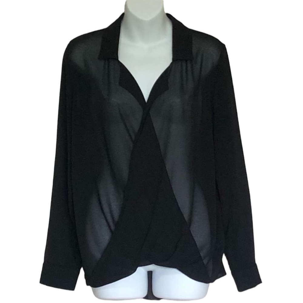 Aritzia Babaton Faux Wrap Long Sleeve Top Sz M
